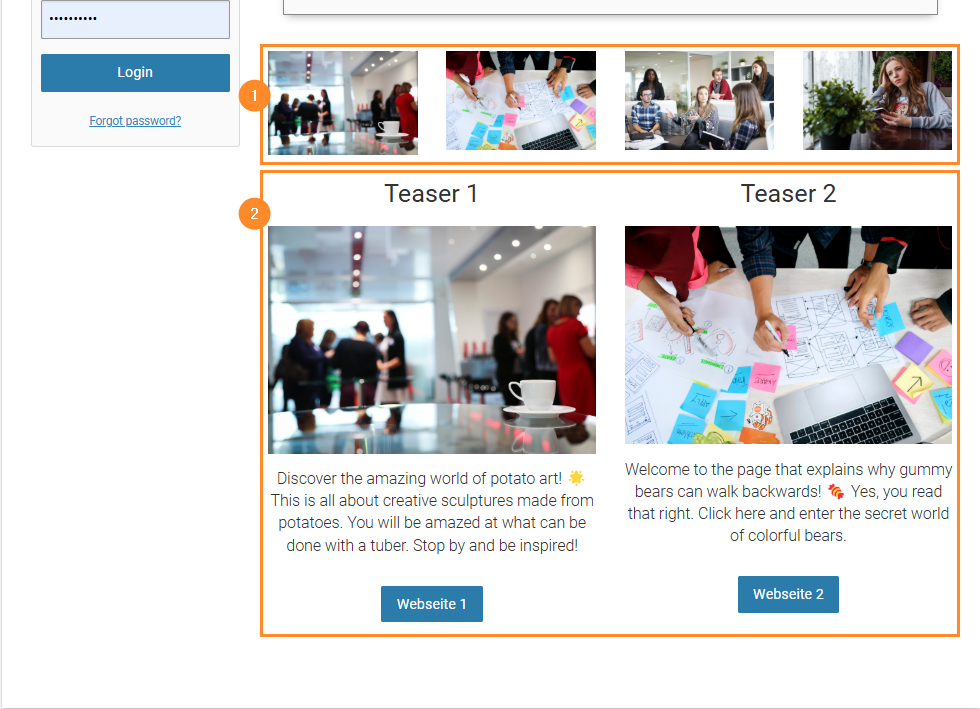 Fig. 5: Frontend view of a page with multiple article columns