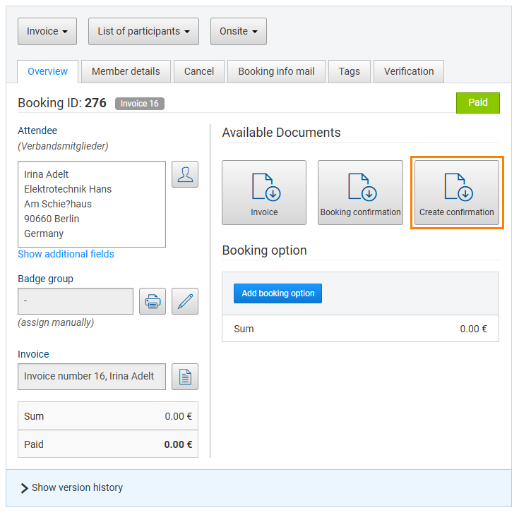 Fig. 7: Button - Create confirmation