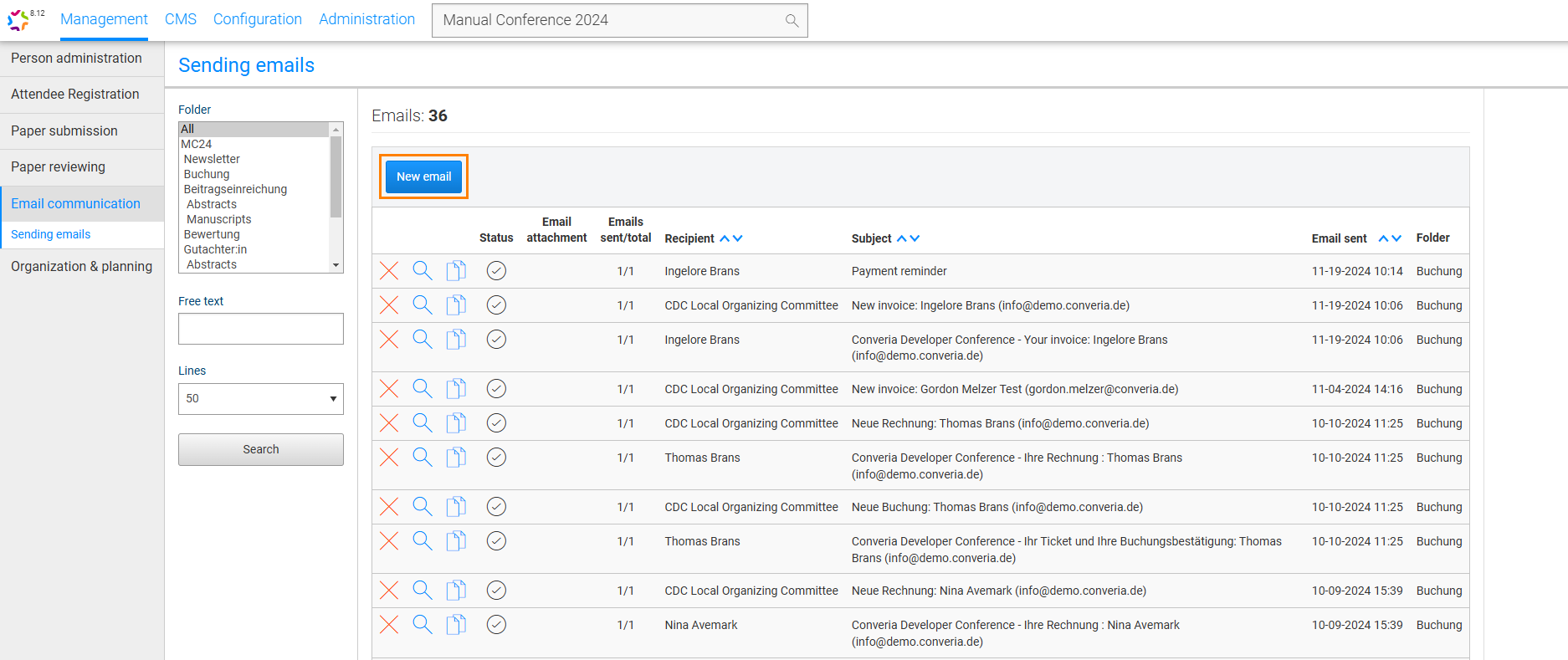 Fig. 1: Start screen for sending mail