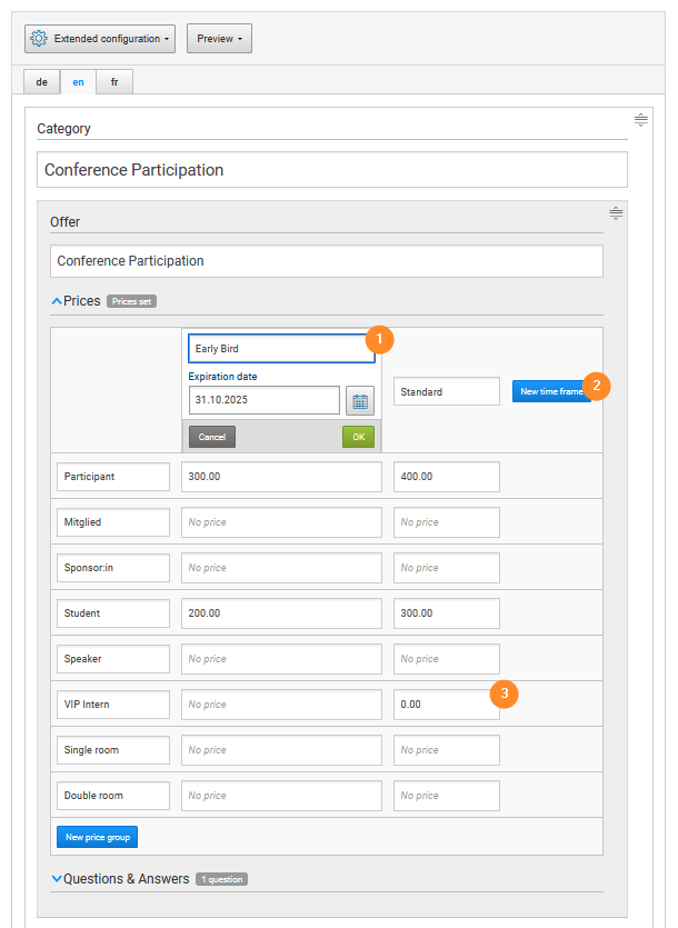 Fig. 3: Configuring registration periods in the offer wizard