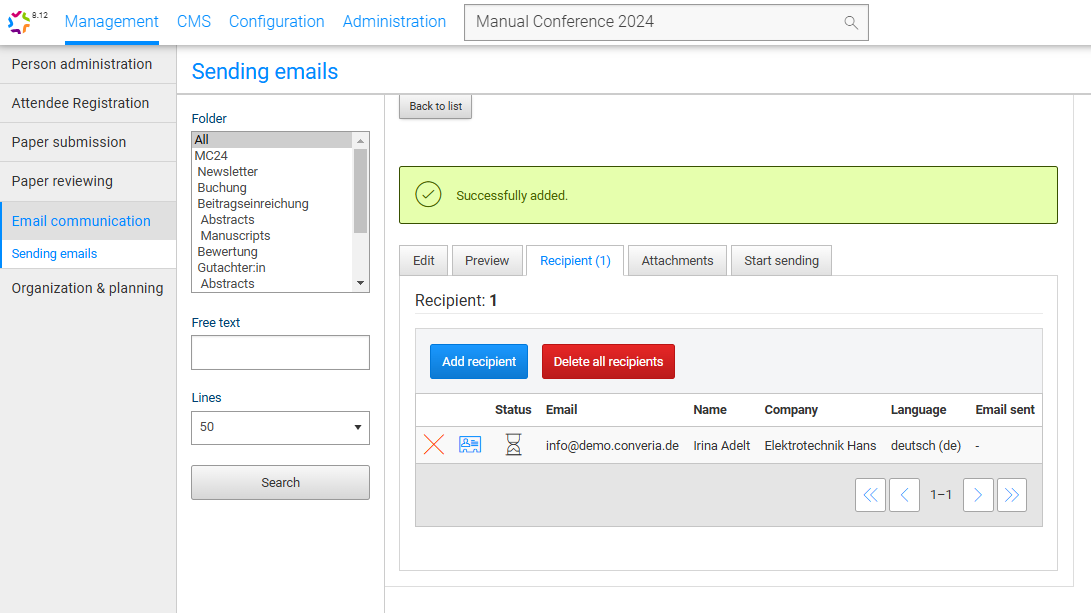 Fig. 5: Selection of recipients