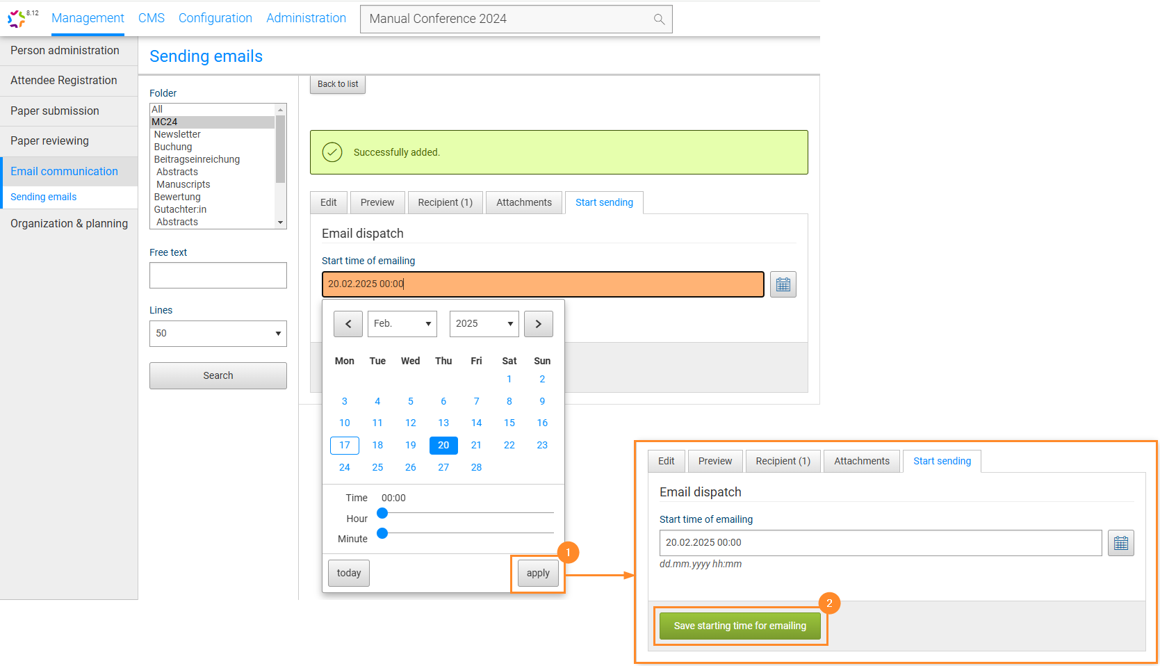 Fig. 8: Schedule start time