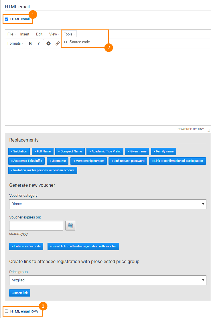 Fig. 4: Creating an HTML email