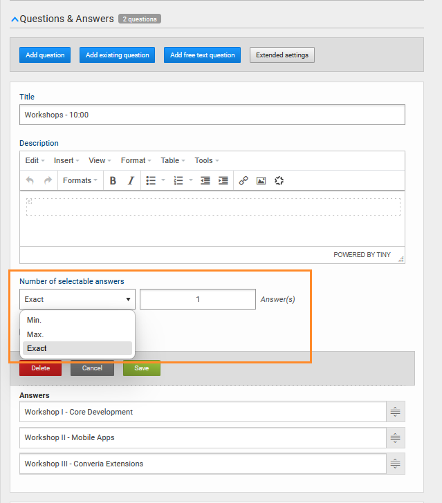 Fig. 4: Configuration of the mandatory query within an offer